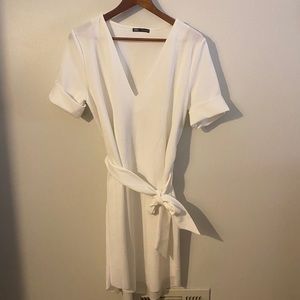 White Zara belted shift dress